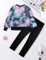 Girls Clothes, Girls Outfits Tie Dye Sweatshirt Tops and Leggings Sweatpants 2 Piece Fall Winter Clothes Set 6-16T - Image 6