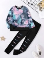 Girls Clothes, Girls Outfits Tie Dye Sweatshirt Tops and Leggings Sweatpants 2 Piece Fall Winter Clothes Set 6-16T - Image 7