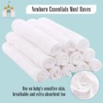 Cute Castle 12 Pack Muslin Burp Cloths for Baby - Ultra-Soft 100% Cotton Baby Washcloths - Large 20'' by 10'' Super Absorbent Milk Spit Up Rags - Burpy Cloths for Unisex, Boy, Girl - White - Image 6