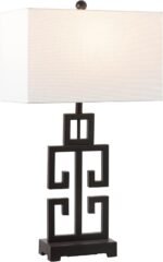SAFAVIEH Lighting Collection Greek Key 29-inch Oil Rubbed Bronze Metal Table Lamp Set of 2 (LED Bulbs Included) - Image 3
