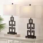 SAFAVIEH Lighting Collection Greek Key 29-inch Oil Rubbed Bronze Metal Table Lamp Set of 2 (LED Bulbs Included) - Image 4