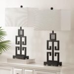 SAFAVIEH Lighting Collection Greek Key 29-inch Oil Rubbed Bronze Metal Table Lamp Set of 2 (LED Bulbs Included) - Image 6