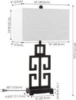 SAFAVIEH Lighting Collection Greek Key 29-inch Oil Rubbed Bronze Metal Table Lamp Set of 2 (LED Bulbs Included) - Image 8
