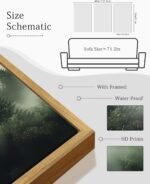 KUVIOKE Green Fog Pine Tree Framed Wall Art Nature Nordic Forests Artwork Morden Painting Home Decor 16x24in (Natural Framed) - Image 4