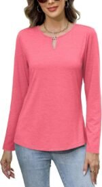 Long Sleeve Shirts for Women Crew Neck Women Long Sleeve Tops Casual Fall Tops Trendy Cute T Shirts Outfits Clothes - Image 4