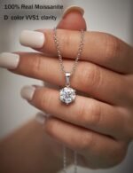 IMOLOVE Moissanite Solitaire Pendant Necklaces for Women Sterling Silver with 18K White Gold Plated 1-3 Carat D Color VVS1 Clarity Mossanite Jewelry for Women - Image 3
