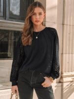 AUTOMET Womens Long Sleeve Shirts Pleated Lace Tops Fall Fashion Outfits Business Casual Blouses - Image 3