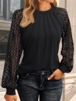 AUTOMET Womens Long Sleeve Shirts Pleated Lace Tops Fall Fashion Outfits Business Casual Blouses - Image 7