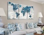 Wall Decor Living Room Motivational Framed Wall Art Large Office Decor for Wall Home Decorations for Bedroom Blue Grey Paintings Dining Room Pictures - Image 3