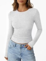 Trendy Queen Womens Long Sleeve T-Shirts Basic Crop Tops 2025 Fall Fashion Outfits Going Out Winter Clothes - Image 3