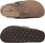 KIDMI Genuine Suede Clogs for Women Memory Foam Cork Footbed Potato Shoes Slip On Leather Mules with Big Buckle - Image 4