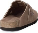 KIDMI Genuine Suede Clogs for Women Memory Foam Cork Footbed Potato Shoes Slip On Leather Mules with Big Buckle - Image 6