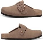 KIDMI Genuine Suede Clogs for Women Memory Foam Cork Footbed Potato Shoes Slip On Leather Mules with Big Buckle - Image 7