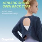 Gogokids Girls Shirts Long Sleeve Athletic Shirts Open Back Tops Active Sports Tshirts Yoga Workout Crop Tees 5-14 Years - Image 4