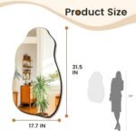 Irregular Asymmetrical Wall Mirror for Living Room Bathroom Entryway, Modern Decorative Mirror Hanging (Hook Style, 32'' x 18'') - Image 5