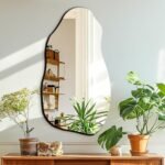 Irregular Asymmetrical Wall Mirror for Living Room Bathroom Entryway, Modern Decorative Mirror Hanging (Hook Style, 32'' x 18'') - Image 7