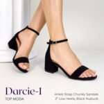 TOP Moda Darcie-1 Ankle Strap Dressy High Heel Sandal, Non-slip Sole, For Wedding, Party, Prom, Evening Wear, or Any Occasion, Sleek Style Block Heel Sandals - Image 5