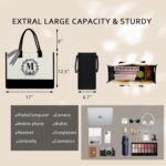 BeeGreen Embroidery Monogram Initial Tote Bag for Women Teacher Mom Friend Personalized Gift for Birthday Beach Wedding Work - Image 3