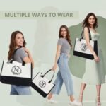 BeeGreen Embroidery Monogram Initial Tote Bag for Women Teacher Mom Friend Personalized Gift for Birthday Beach Wedding Work - Image 6