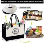 BeeGreen Embroidery Monogram Initial Tote Bag for Women Teacher Mom Friend Personalized Gift for Birthday Beach Wedding Work - Image 7