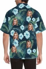 Custom Tropical Floral Hawaiian Shirt with Face for Men Personalized BF Husband’s Photo Men Aloha Beach Fruit Flower Shirts - Image 4