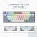 Redragon K617 Fizz 60% Wired RGB Gaming Keyboard, 61 Keys Hot-Swap Compact Mechanical Keyboard w/White and Grey Color Keycaps, Linear Red Switch, Pro Driver/Software Supported - Image 7