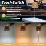 Mr. White Outdoor Waterproof Cordless Wireless Rechargeable Portable Top Touch Battery Operated Powered LED Table Lamp Desk Lamp Lights for Restaurant Kitchen Patio Dinner Dining (White) - Image 4