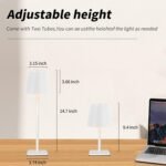 Mr. White Outdoor Waterproof Cordless Wireless Rechargeable Portable Top Touch Battery Operated Powered LED Table Lamp Desk Lamp Lights for Restaurant Kitchen Patio Dinner Dining (White) - Image 5