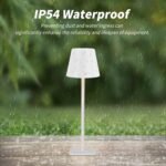 Mr. White Outdoor Waterproof Cordless Wireless Rechargeable Portable Top Touch Battery Operated Powered LED Table Lamp Desk Lamp Lights for Restaurant Kitchen Patio Dinner Dining (White) - Image 6