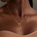 Stocking Stuffers for Women Dainty Bow Necklace 14K Gold Plated Cute Choker Small Pendant Charm Necklaces Teen Gift Trendy Stuff Personalized Jewelry Christmas Gifts - Image 4