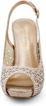 DREAM PAIRS Women's High Heels Platform Dress Rhinestones Peep Toe Pumps Shoes - Image 4