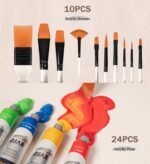 DJAR 49 pcs Acrylic Painting Set, Includes Desktop Easel, Acrylic Paint, Canvas, Sketchbook, Painting Pads, 24 Color Paint Kits for Adults, Artists, Beginners - Image 4