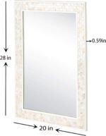 Tanmicoshomy 20x 28 Inch Rectangle Wall Mirror, Natural Shell Framed Rectangular Mirror for Bathroom, Vanity, Bedroom, Living Room, Entryway, Wall Mounted Horizontal or Vertical, White - Image 6