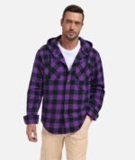 Mens Hooded Flannel Shirts Hoodie Shirt Long Sleeve Casual Plaid Button Down Jackets Stylish with Pocket - Image 4
