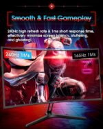 SANSUI 27 Inch Curved 240Hz Gaming Monitor FHD 1080P, 1500R Curve Computer Monitor, 130% sRGB, 4000:1 Contrast, HDR, FreeSync, MPRT 1Ms, Low Blue Light, HDMI DP Ports, Metal Stand, DP Cable Incl. - Image 5