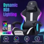 GTRACING Gaming Chair with Foot Rest & Racing Style RGB LED Lights, Breathable Fabric for Home Office Desk, Ergonomic High Back Computer Chair with Headrest & Lumbar Support, RGB Black - Image 7