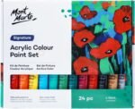 Mont Marte Acrylic Paint Set 24 Colours 36ml, Perfect for Canvas, Wood, Fabric, Leather, Cardboard, Paper, MDF and Crafts - Image 9
