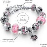 Capital Charms Pink Hearts Silver Plated Charm Bracelet Set, Jewelry Gifts with Beads, Charms, and Adjustable Snake Chain, Fits 7.5"+1.5" - Image 4