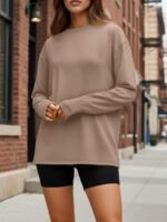 Trendy Queen Womens Oversized Long Sleeve T Shirts 2025 Basic Crewneck Tee Fall Tops Casual Workout Y2K Clothes - Image 3