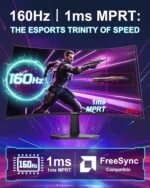 SANSUI 27 Inch Curved 160Hz Gaming Monitor, 1500R Curved Computer Gaming Monitor FHD 1080P, 4000:1, 110% sRGB, FPS/RTS, 1Ms MPRT|FreeSync|HDR|Low Blue Light|HDMI DP| VESA Support, HDMI Cable Incl. - Image 4