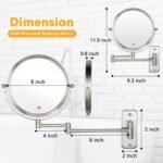 Wall Mounted Makeup Mirror - 10x Magnification 8'' Two-Sided Swivel Extendable Bathroom Mirror Nickel Finish - Image 5