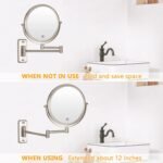 Wall Mounted Makeup Mirror - 10x Magnification 8'' Two-Sided Swivel Extendable Bathroom Mirror Nickel Finish - Image 7