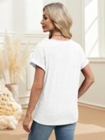 T Shirts Short Sleeve V Neck Tees Womens Tops Beach Vacation Fashion Clothes 2025 Casual Summer Spring Fall Outfits - Image 4