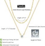 Tewiky Dainty 14k Gold Plated/Silver Cubic Zirconia Necklaces for Women, Simple CZ Jewelry Necklaces Trendy Gifts - Image 5