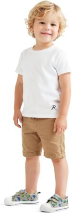 K KomForme Toddler Boys & Girls Shoes Kids Canvas Sneakers with Cartoon Dual Hook and Loops - Image 8