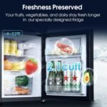 3.2 Cu.Ft Fridge with Freezer with 2 Doors, Refrigerator with 7 Level Temperatures, LED Light, Adjustable Shelves, Food Storage Cooling Drink for Bedroom, Office, Dorm, Apartment, Black - Image 5