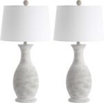 SAFAVIEH Lighting Collection Bentlee Rustic Grey 30-inch Bedroom Living Room Home Office Desk Nightstand Table Lamp Set of 2 (LED Bulbs Included) - Image 9