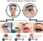 Rocollos 9" Wall Mounted Lighted Makeup Mirror, Large Double Sided 1X/10X Magnifying Mirror, 3 Color LED Vanity Mirror, Touch Dimmable 360° Swivel Light Up for Bathroom - Image 5