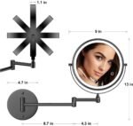 Rocollos 9" Wall Mounted Lighted Makeup Mirror, Large Double Sided 1X/10X Magnifying Mirror, 3 Color LED Vanity Mirror, Touch Dimmable 360° Swivel Light Up for Bathroom - Image 8
