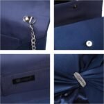 Dasein Women Elegant Satin Bow Flap Evening Bag Rhinestone Clutch Purse Handbag Formal/Wedding/Prom/Party - Image 5